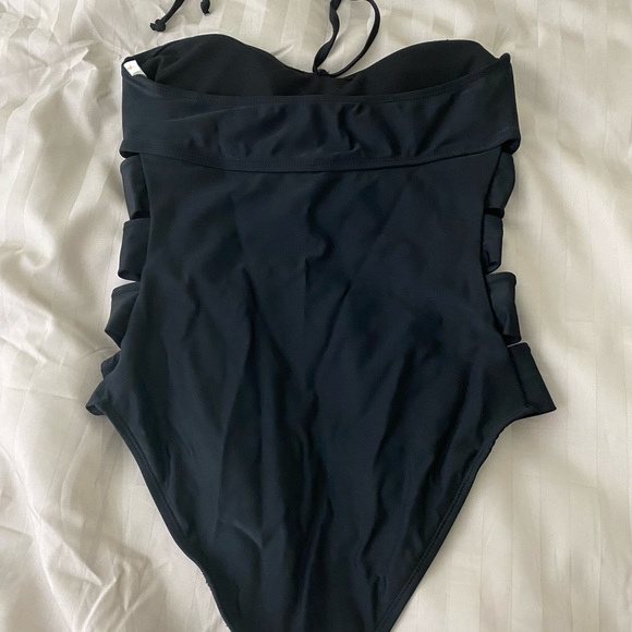 NWOT black cut out one piece bathing suit - Picture 2 of 3